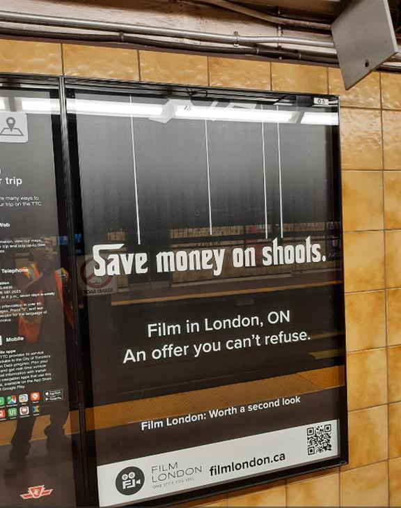 SaveMoneyonShoots_Subway Save money on Shoots poster in the subway near the film district